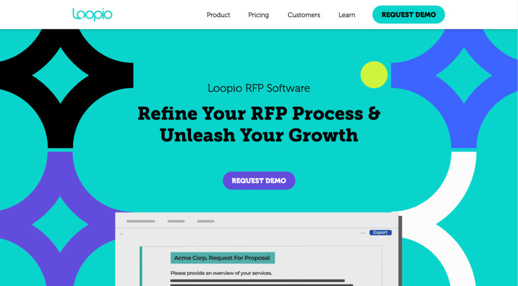 loopio.com homepage version of 2020