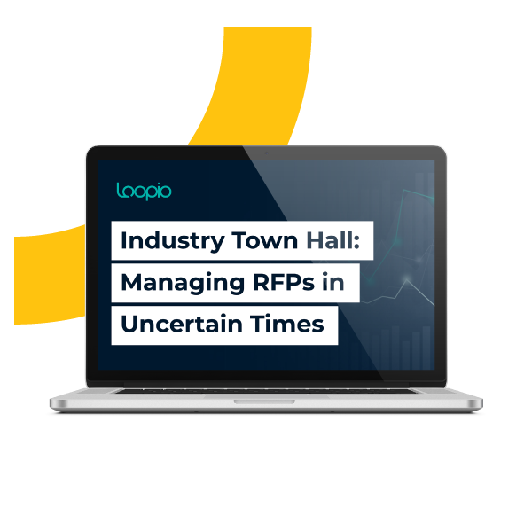 Industry Town Hall: Managing RFPs in Uncertain Times written out on a laptop screen.