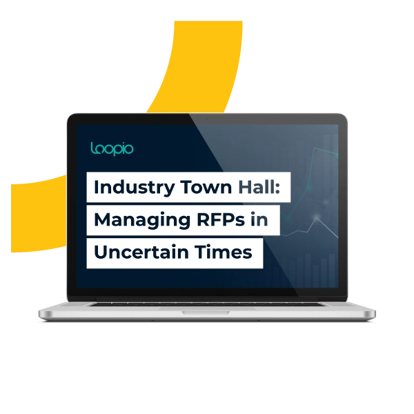 Industry Town Hall: Managing RFPs in Uncertain Times written out on a laptop screen.