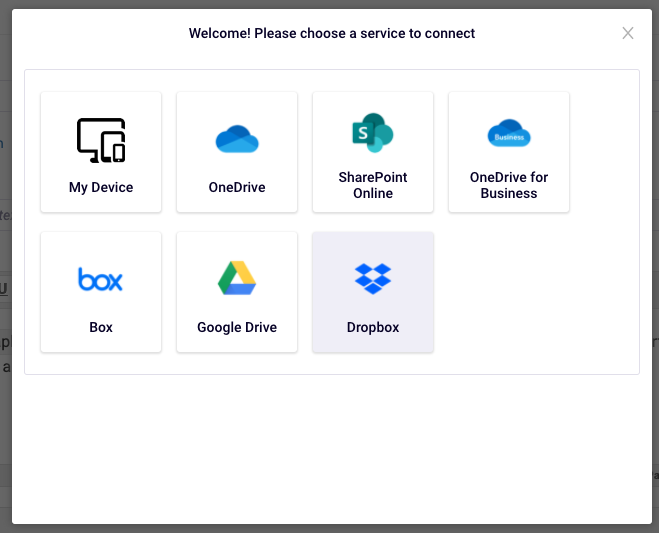 Various Cloud Storage Integration Loopio offers: OneDrive, SharePoint, Box, Google Drive, DropBox