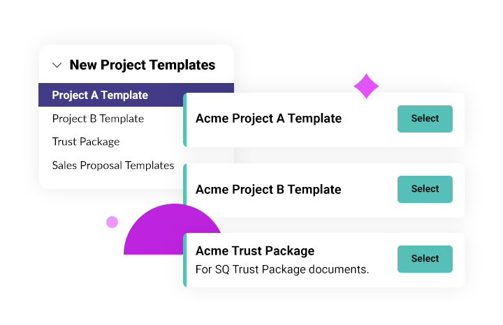 The template selection feature in Loopio
