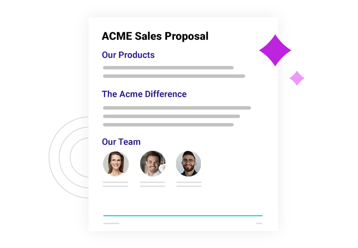 Illustration of a sample proposal page generated by Loopio