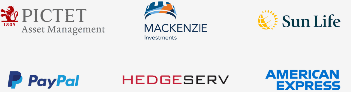 Pictet, MacKenzie Investments, SunLife, Paypal, Hedgeserve, American Express