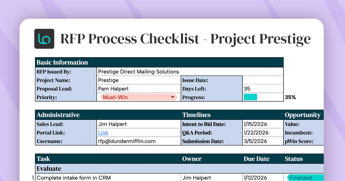 Your RFP Process Checklist Template