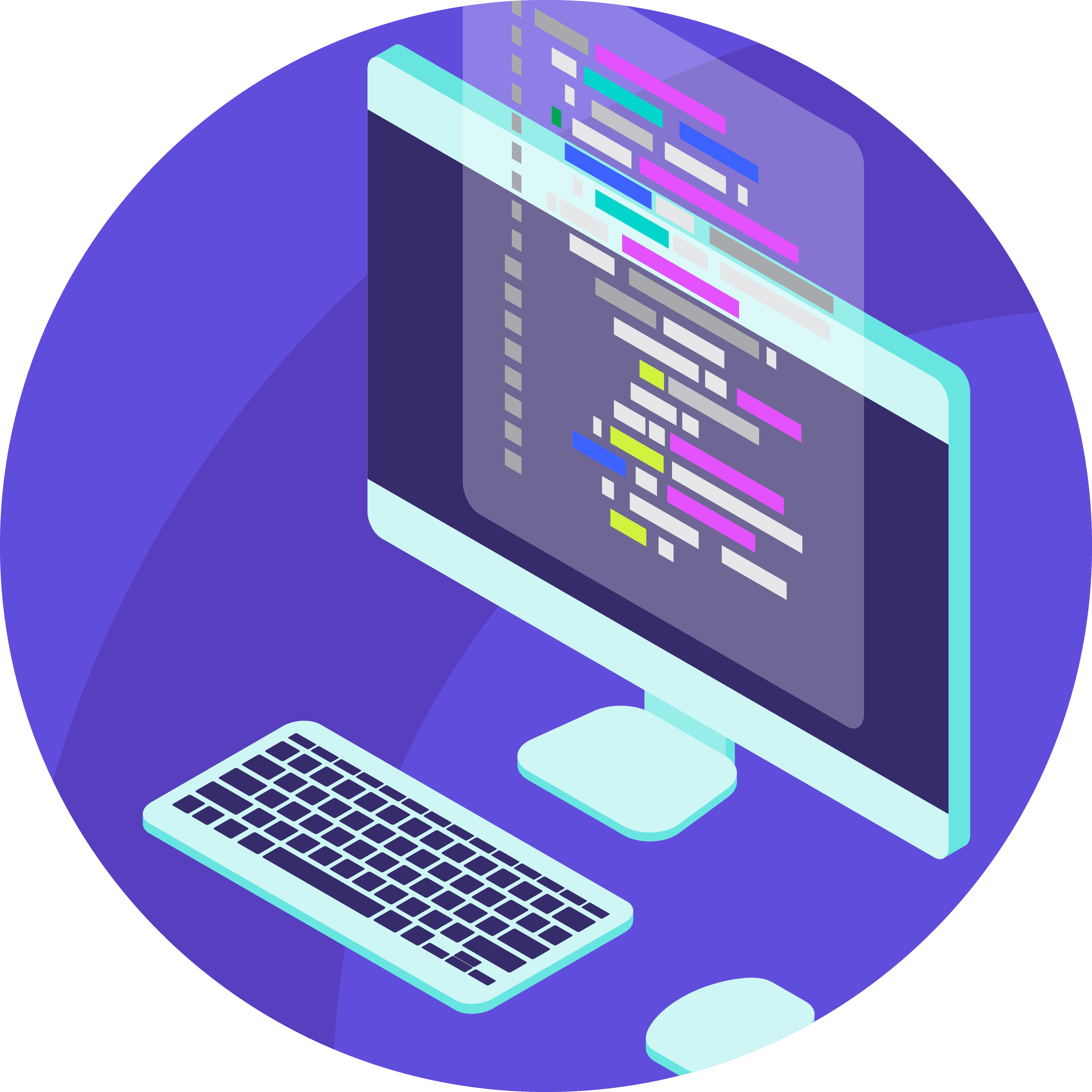 A computer running code testing and debugging