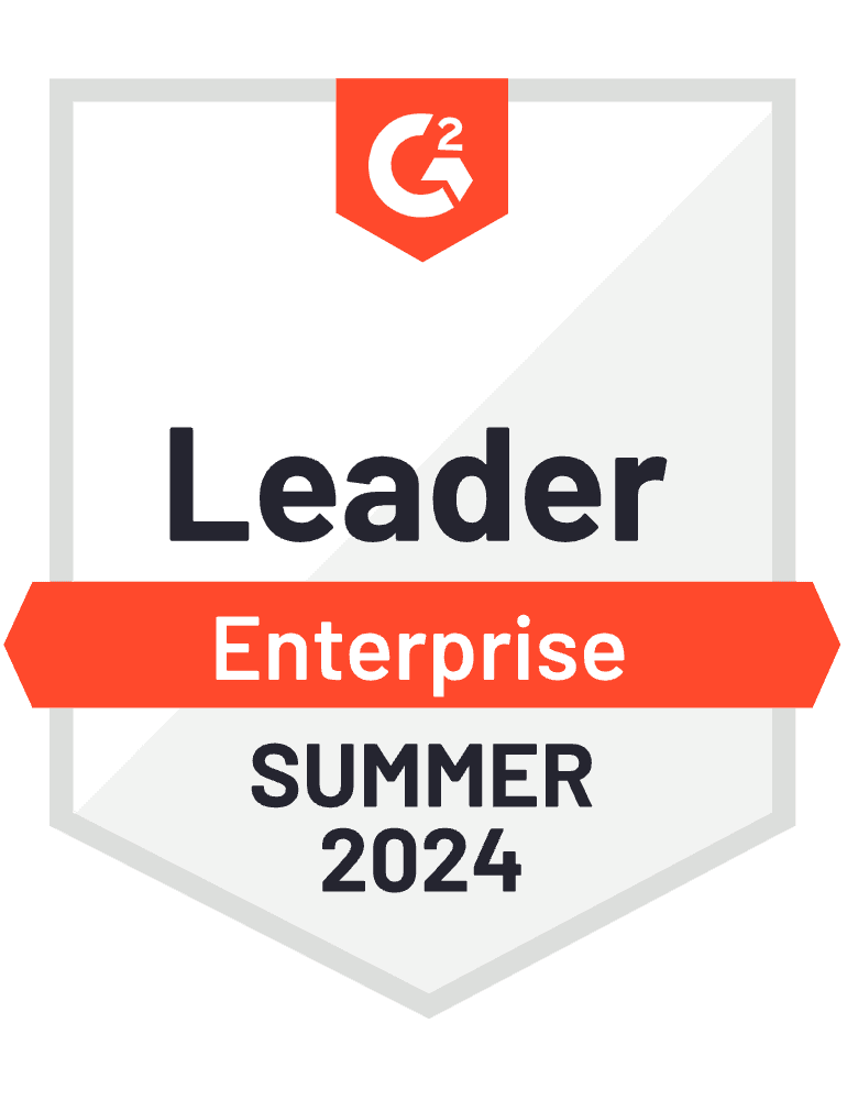 G2 award badge Summer 2024 Leader, Enterprise category.