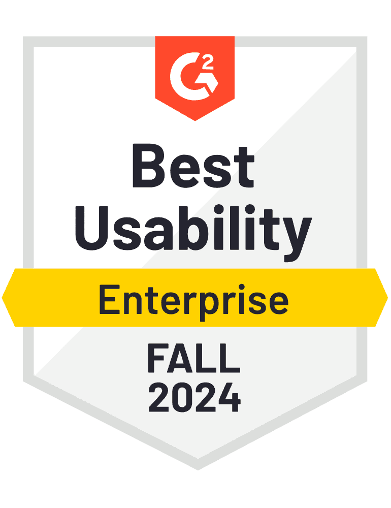 G2 award badge best usability enterprise Fall 2024