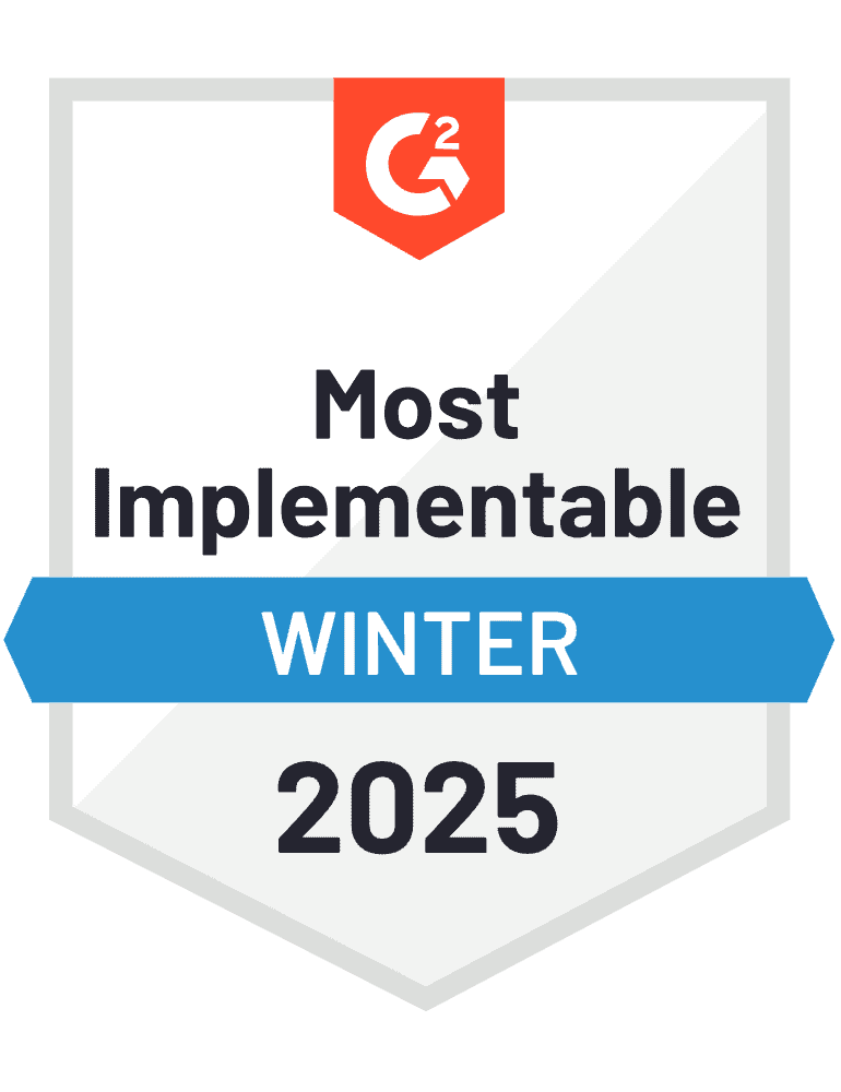 G2 badge Most Implementable Winter 2025