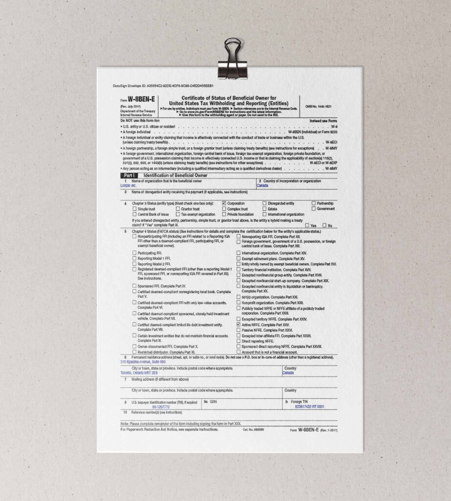 W-8BEN-E Form