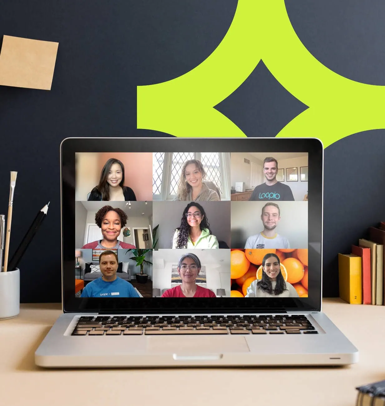 Looper employees (Loopers) are on a video call, collaborating on a project. 